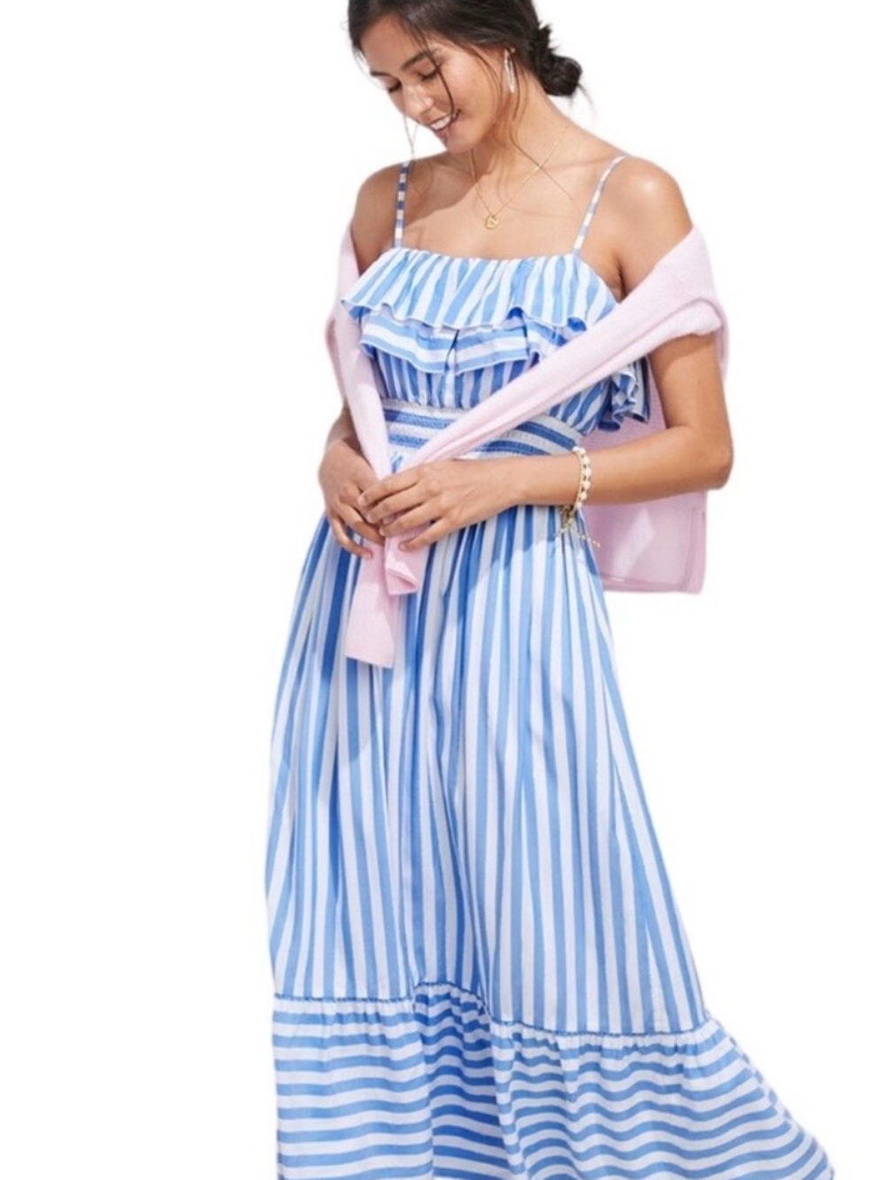 Vineyard Vines Lurex Striped Midi Dress